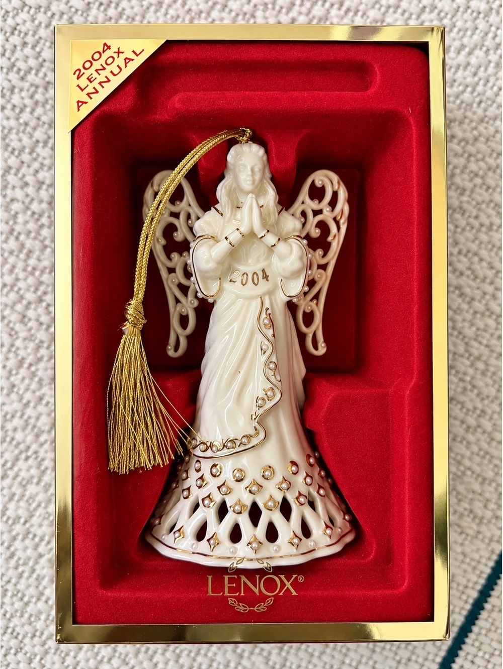 Lenox 2004 Annual Angel Christmas Ornament Porcelain Gold Accents w/ Box Sealed
